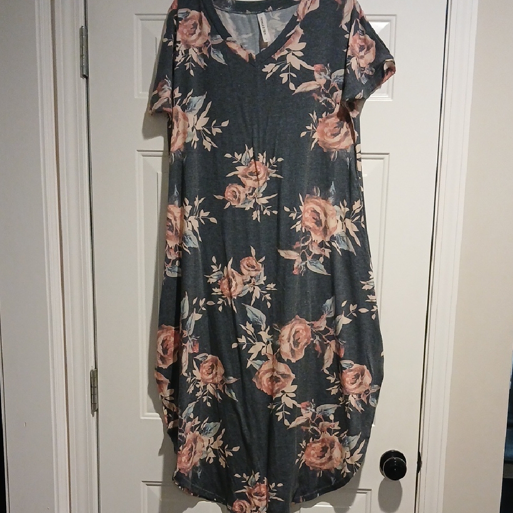 Tickled Teal Pink and Blue V-Neck Sundress